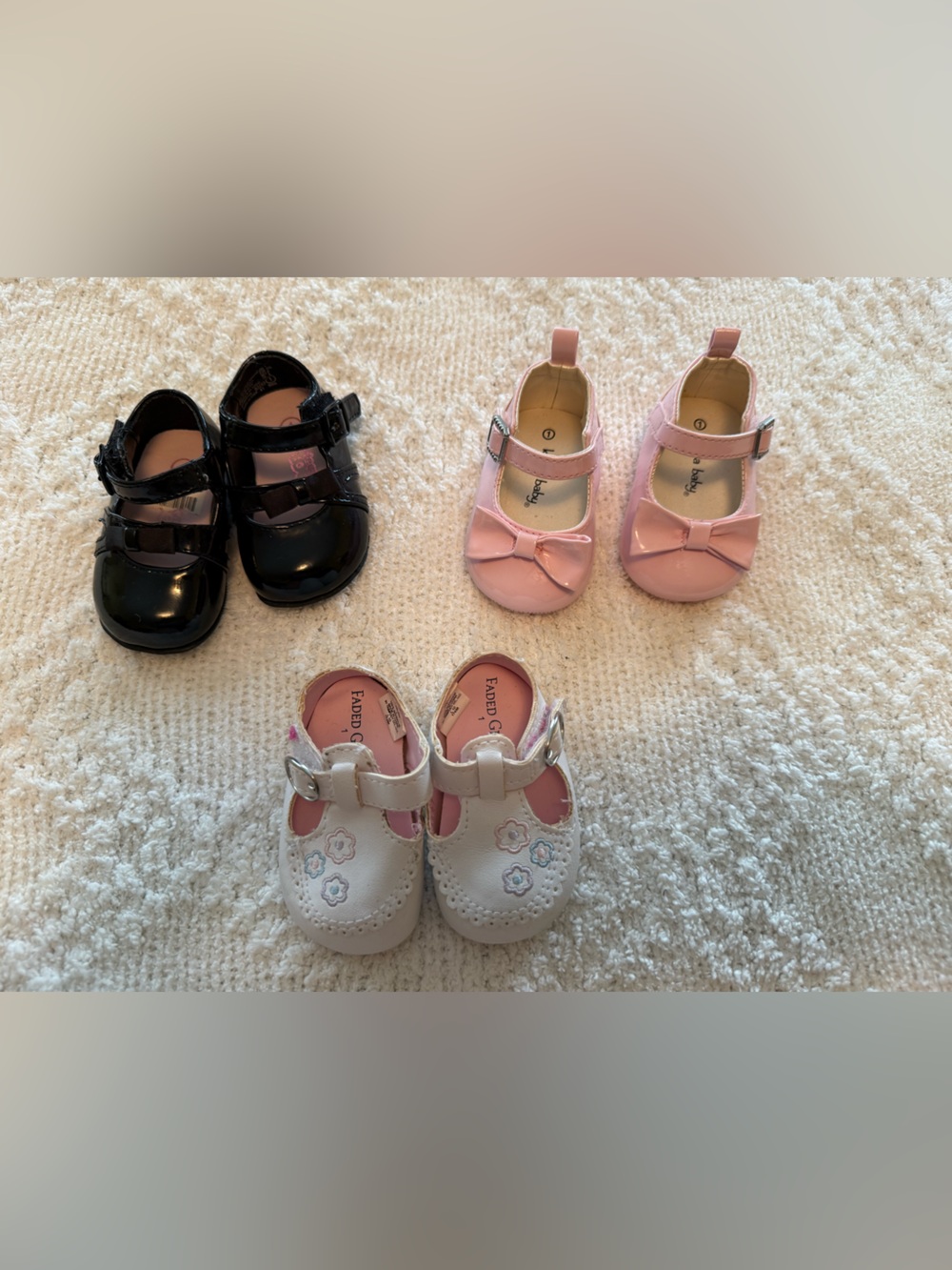 Baby Girl Patent Mary Jane Shoes - pink, black white